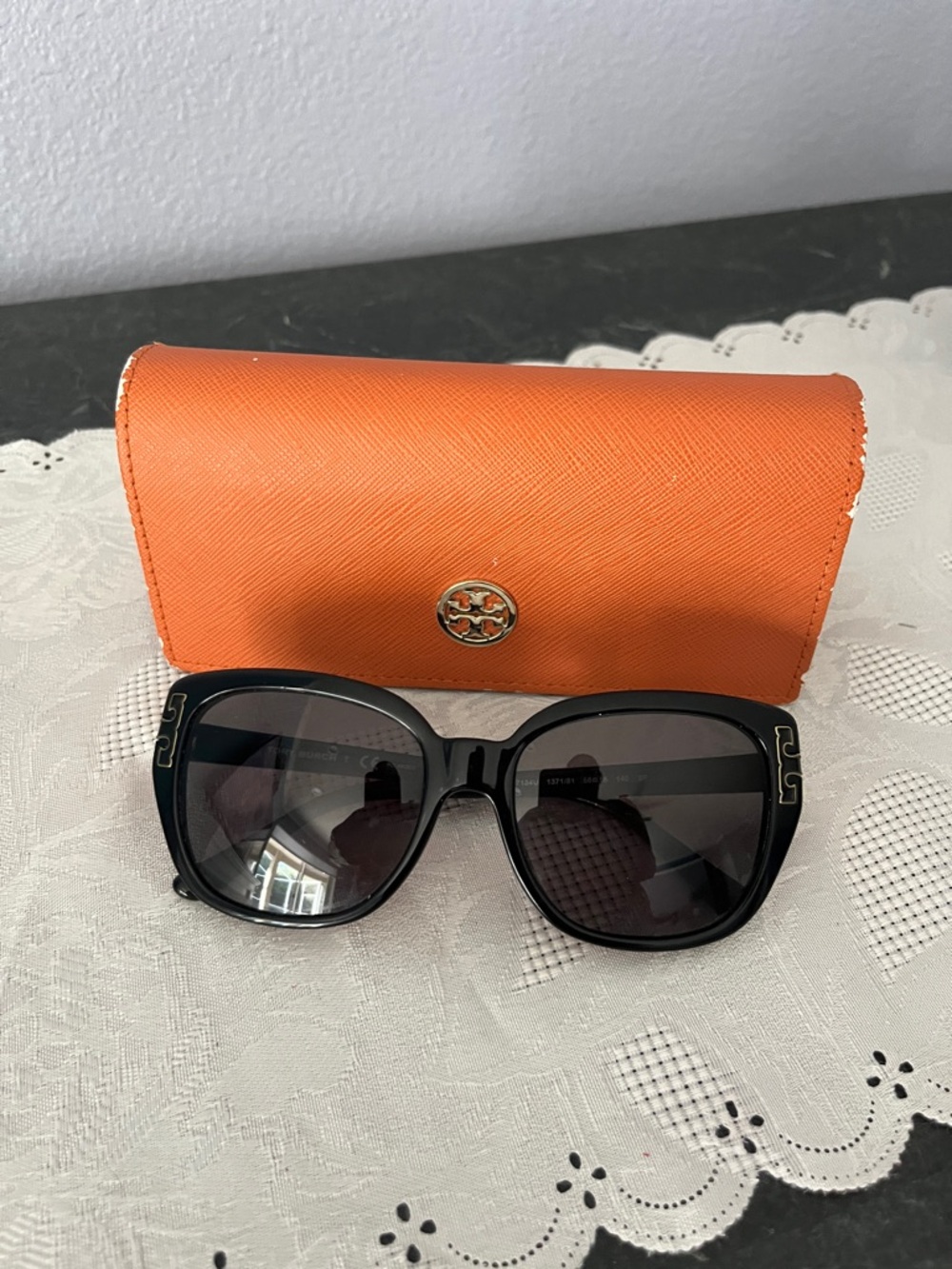 Tory Burch Black Sunglasses with Orange Case